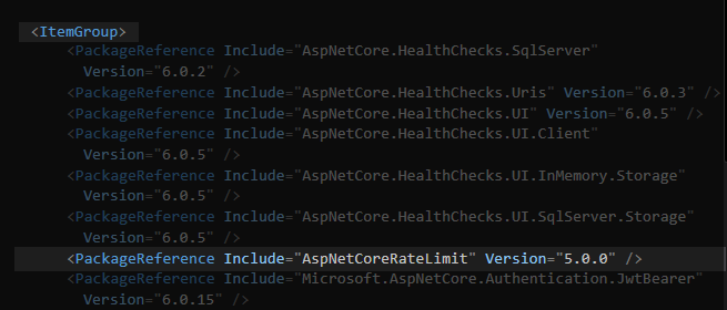 Add AspNetCoreRateLimit package